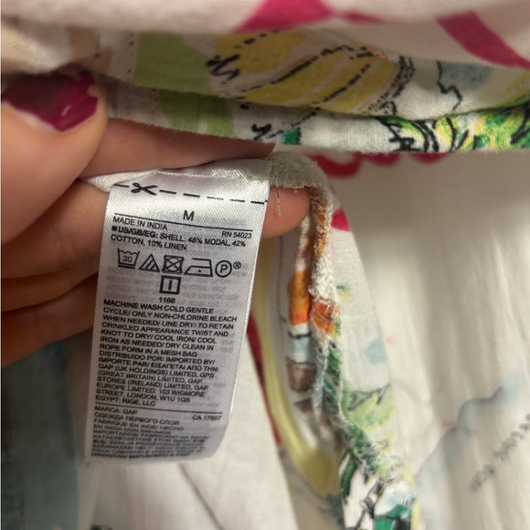 Gap Love Dreamwell Print Crinkle Popover Linen Blend Oversized Shirt Dress  M - Picture 8 of 16